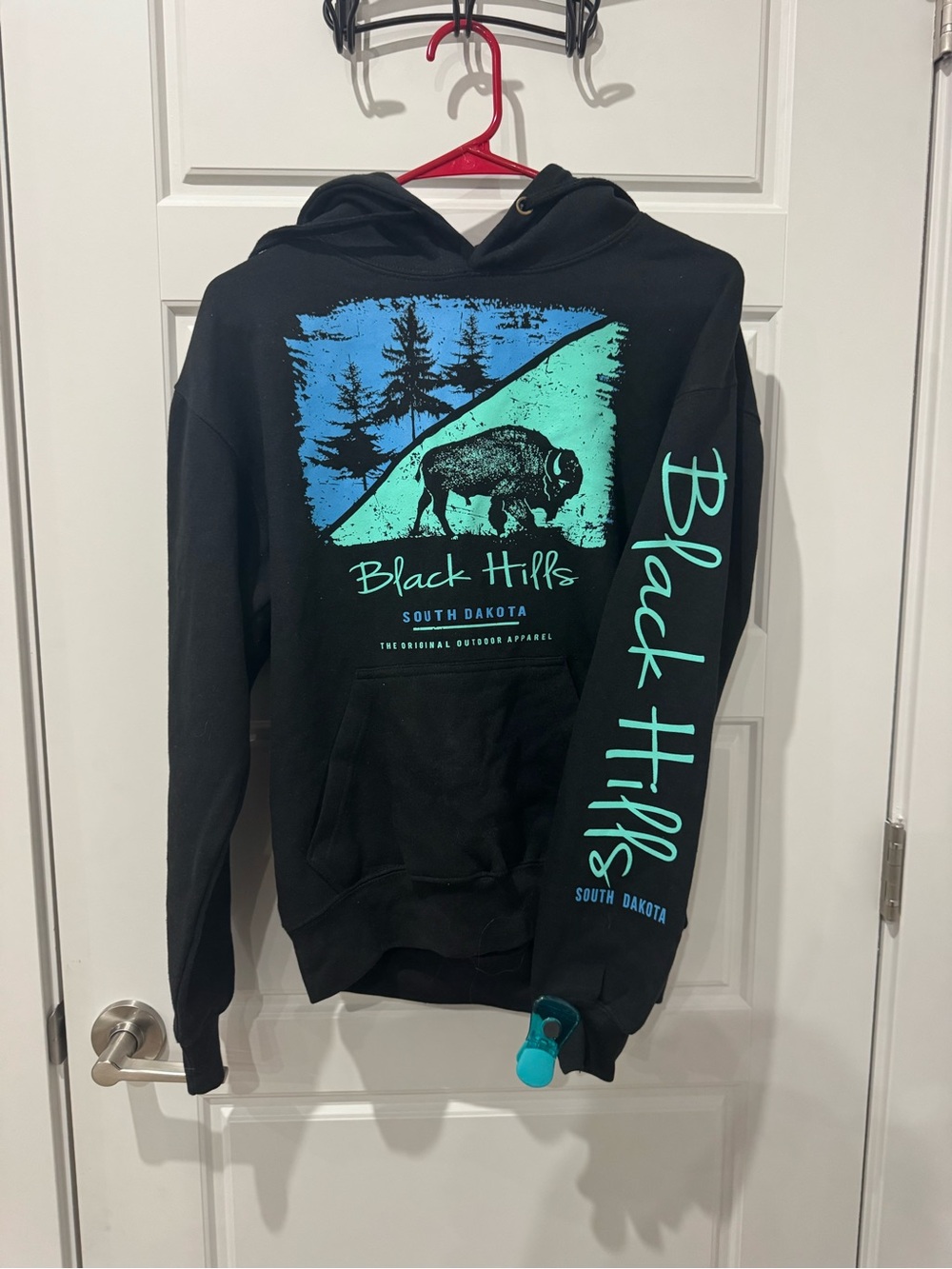 Black Hills Graphic Crewneck Sweatshirt - Black with Teal Print